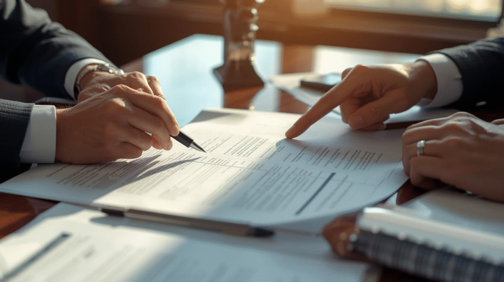 Homebuyer consulting a real estate attorney about escrow process