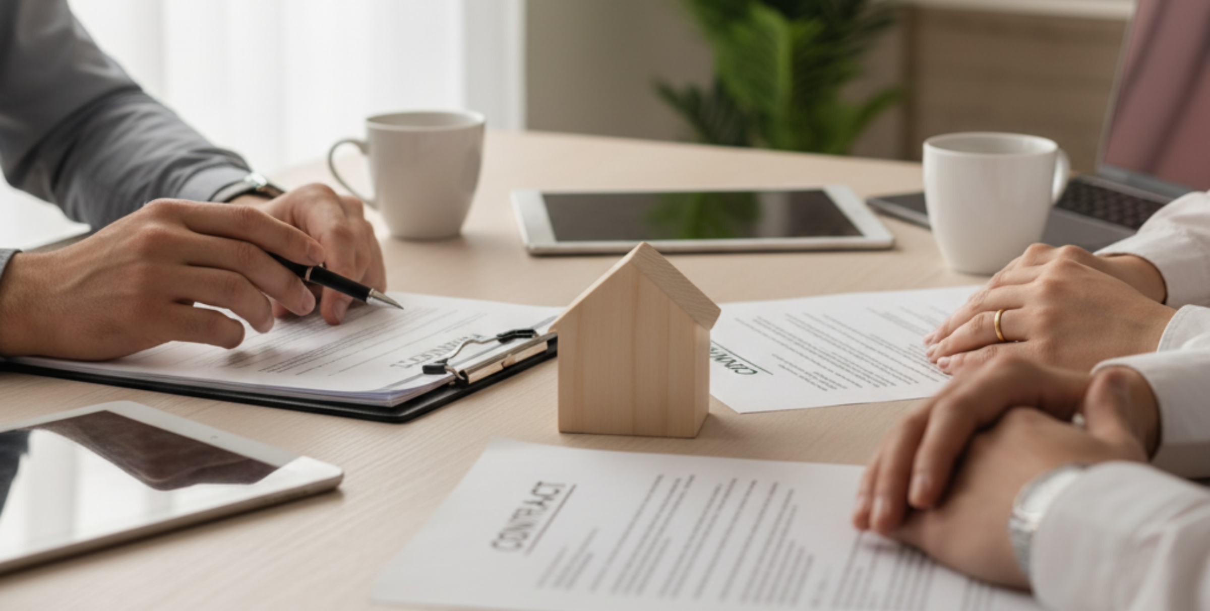 real estate lawyer helping first-time homebuyers review purchase contract