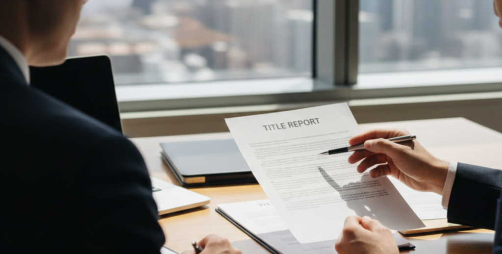Attorney reviewing title documents with a client during a title search Chicago real estate consultation
