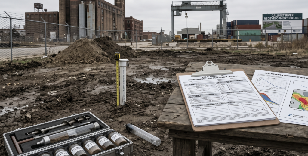 Chicago property environmental inspection with soil testing and contamination assessment documents