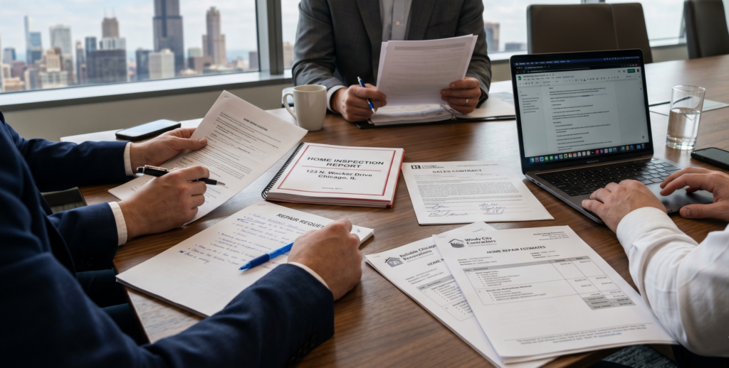 Chicago real estate inspection repair negotiation documents and repair estimates
