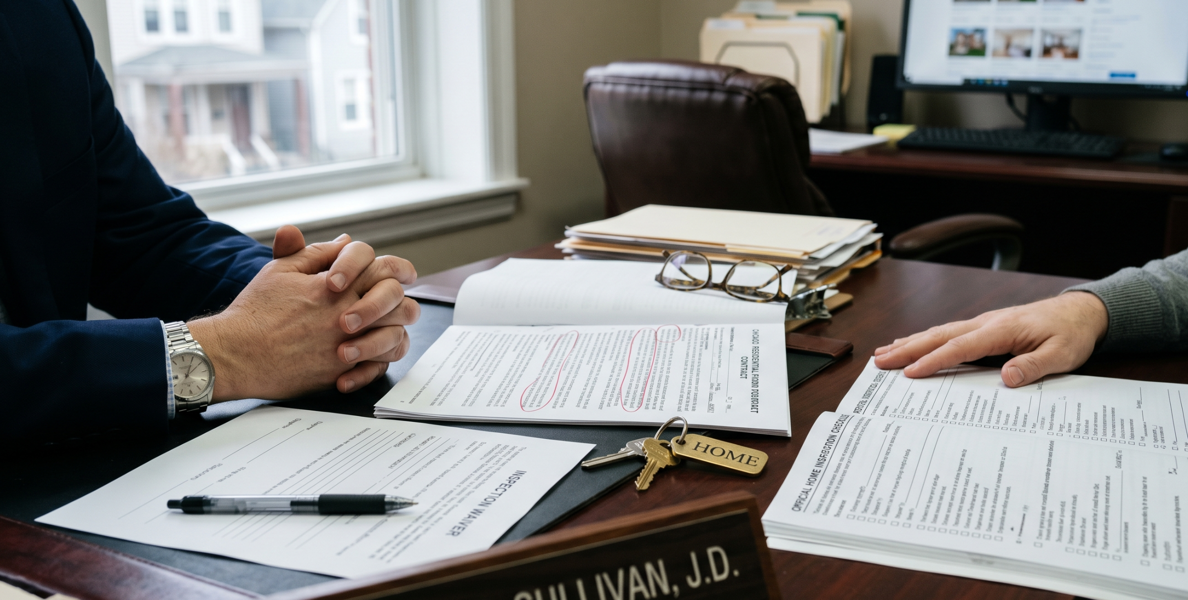 Chicago home purchase contract with inspection waiver and incomplete inspection checklist