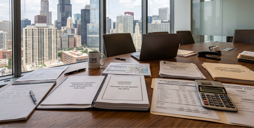 Chicago property valuation reports comparing sales comparison and income approach methods